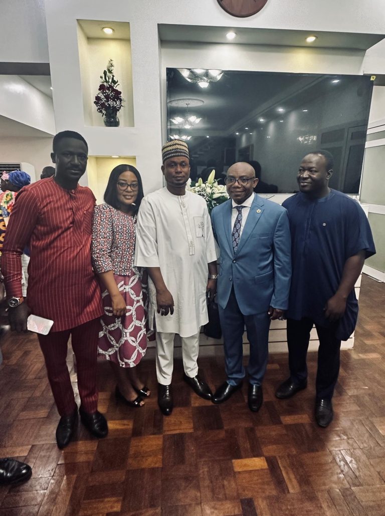 The Ag. Executive Director Mohammed Gazaire Abubakari of VALCO Trust Fund (middle) with his team at the Investiture Ceremony of Prof. Agyare as the 13th Vice-Chancellor of KNUST.
